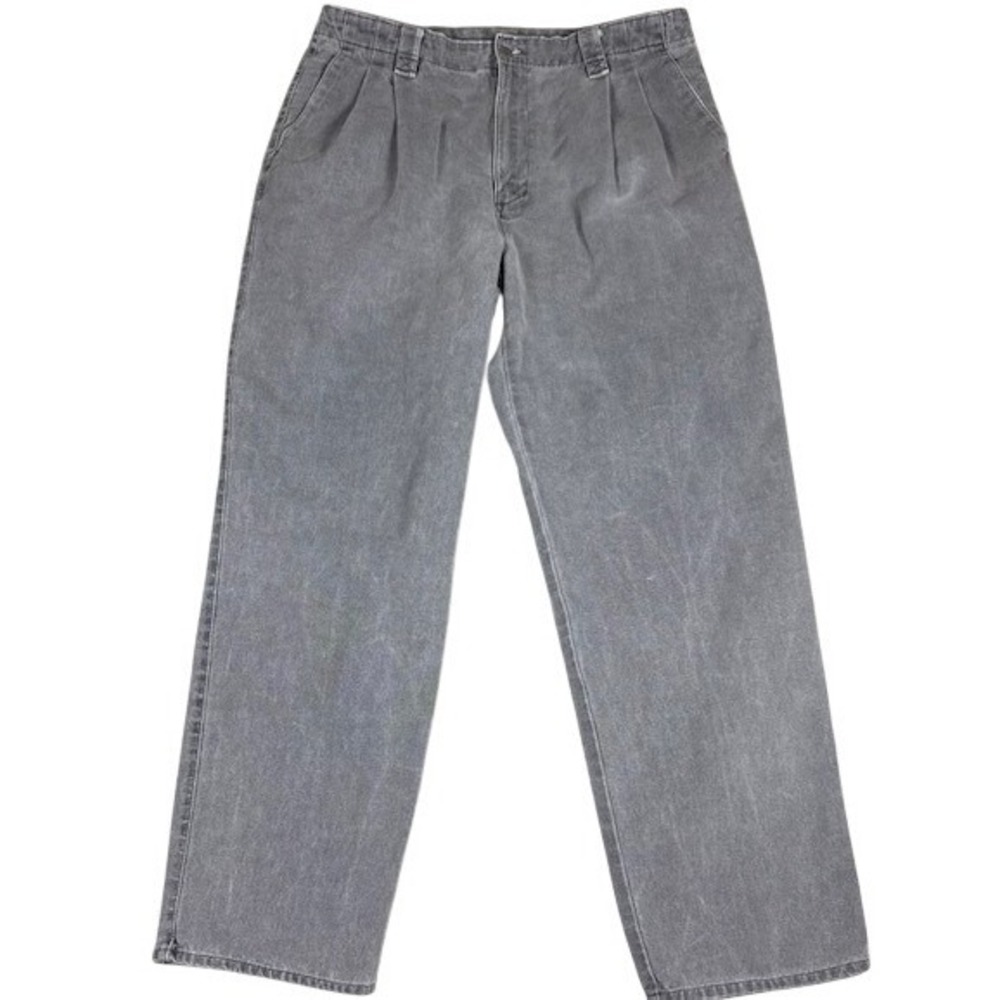 Dockers Pants Mens‎ 33x29 Grey Pleated Canvas Straight Leg Relaxed Workwear